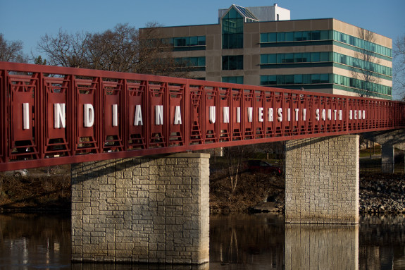 The footbridge at IU South Bend